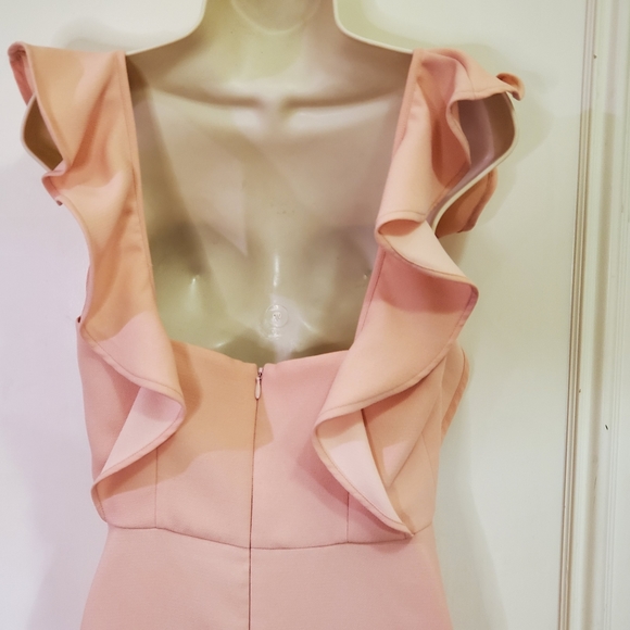 BCBG GENERATION Peach Pink Square Neck Ruffle Mini Dress, Size 6 - Picture 7 of 16